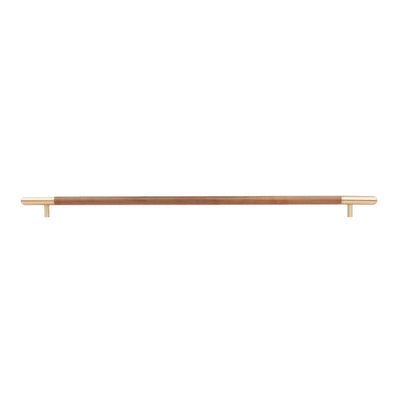 Mantara Mahogany Handle W-0003-H is a natural wood handle in brown with brushed brass finish, ideal for doors &amp; furniture.
