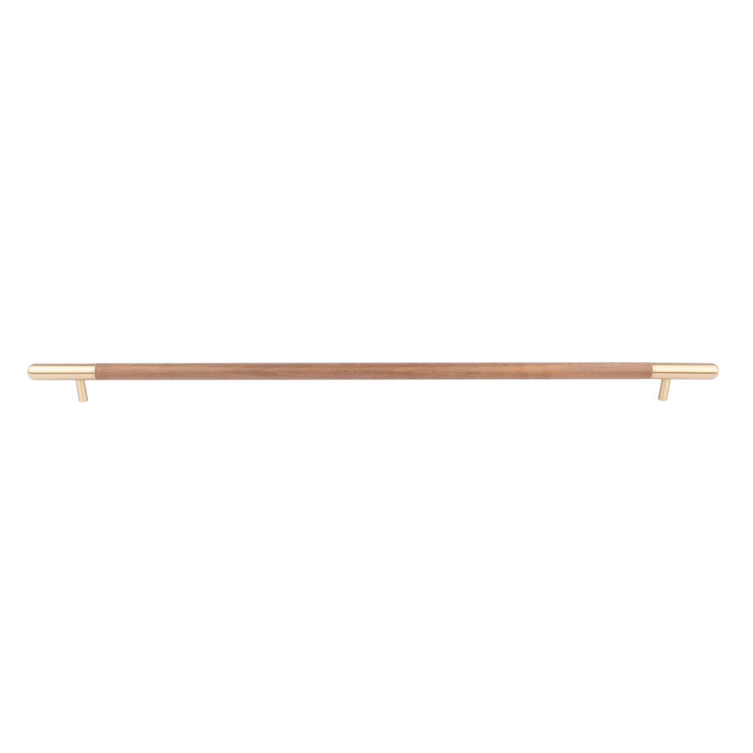 Mantara Mahogany Handle W-0003-H is a natural wood handle in brown with brushed brass finish, ideal for doors &amp; furniture.