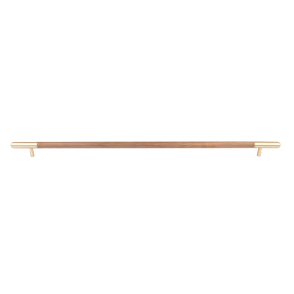 Mantara Mahogany Handle W-0003-H is a natural wood handle in brown with brushed brass finish, ideal for doors &amp; furniture.