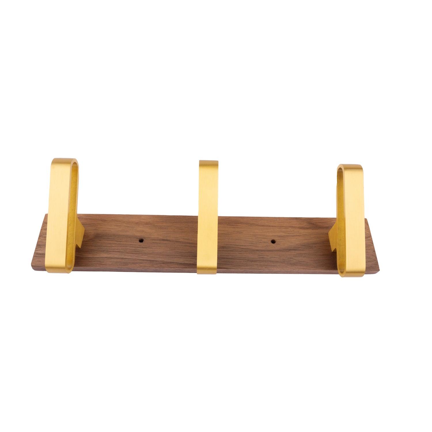 Mantara Plush Hook W-0012 is a modern walnut wood &amp; brass wall hook in gold with brushed finish, ideal for home,Bedrooms &amp; Bathrooms.