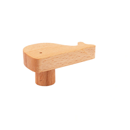 Mantara Whale Wooden Hook W-0024 is a modern wood knob and wall hook in brushed  beige finish, ideal for kids&