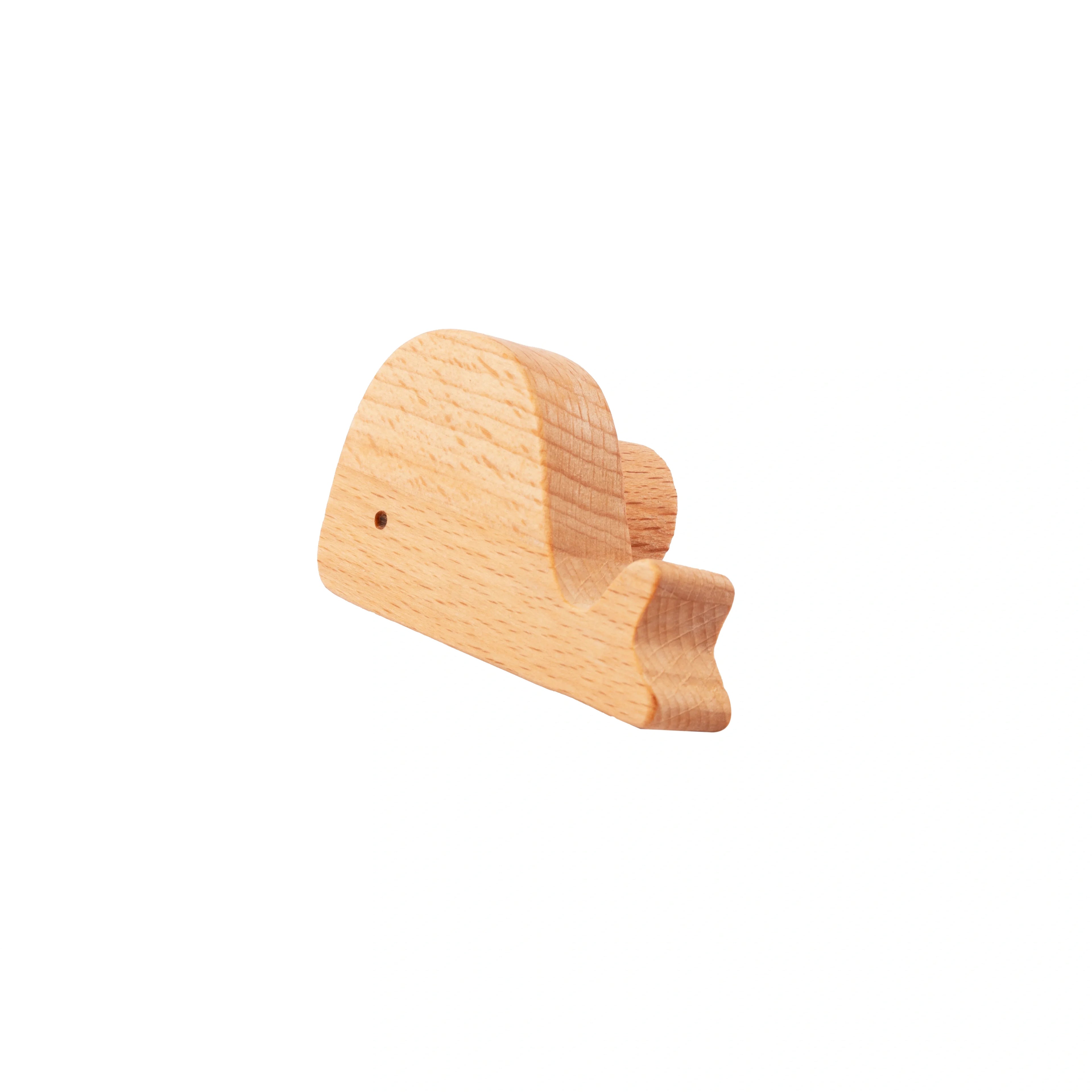 Mantara Whale Wooden Hook W-0024 is a modern wood knob and wall hook in brushed  beige finish, ideal for kids&