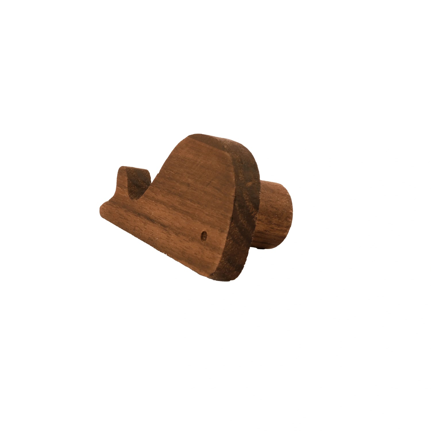 Mantara Whale Wooden Hook W-0024 is a modern wood knob and wall hook in brushed  walnut finish, ideal for kids&