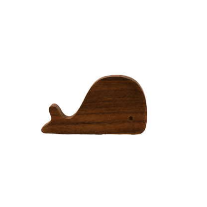 Mantara Whale Wooden Hook W-0024 is a modern wood knob and wall hook in brushed  walnut finish, ideal for kids&