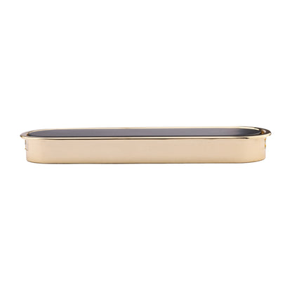 Mantara Concealed Round Handle Z-0010 is a modern zinc handle in matte black+gold, ideal for wardrobes and doors.