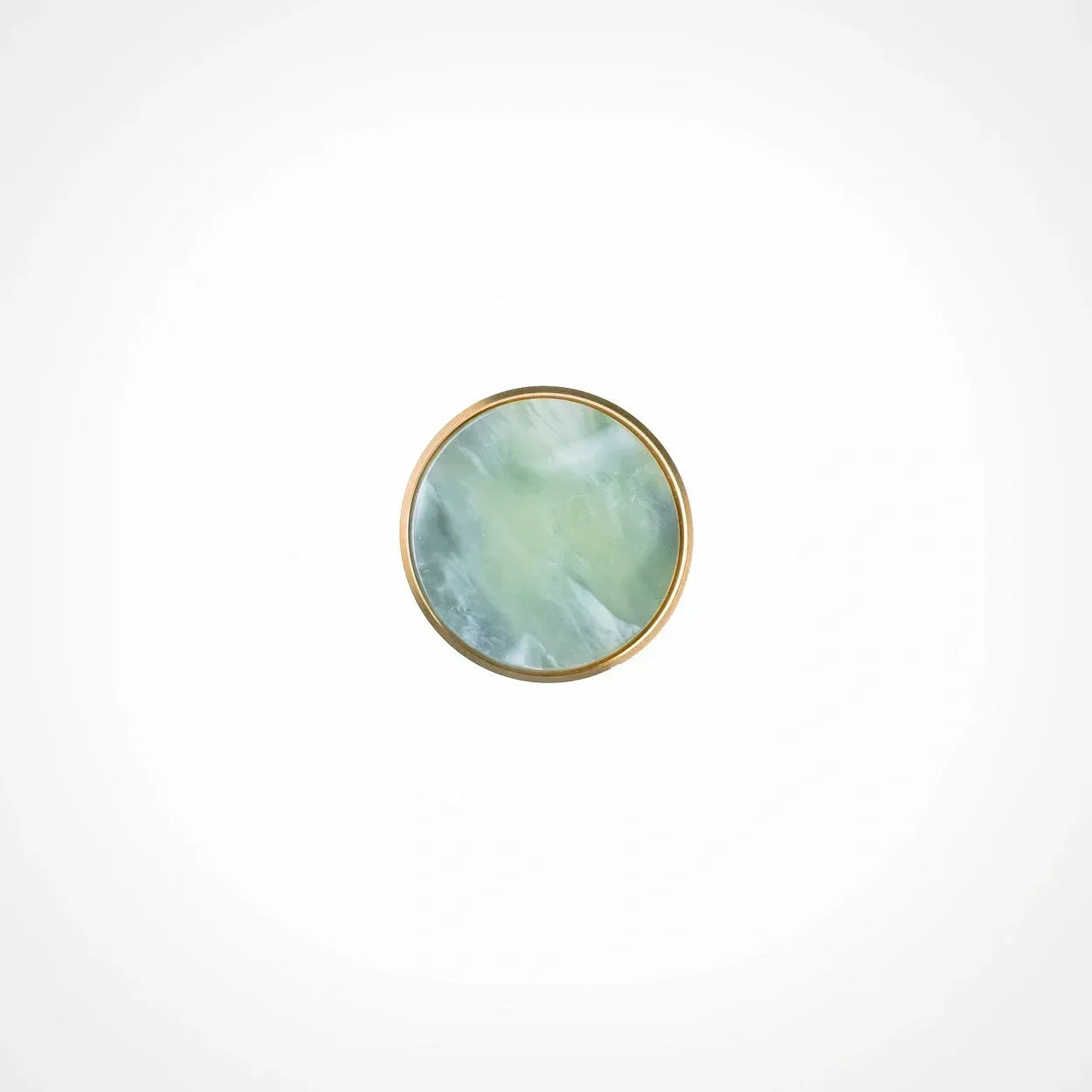 Galaxy round cabinet knob A-0005, dark green acrylic &amp; brushed brass, dia40mm, for doors &amp; drawers by Mantara
