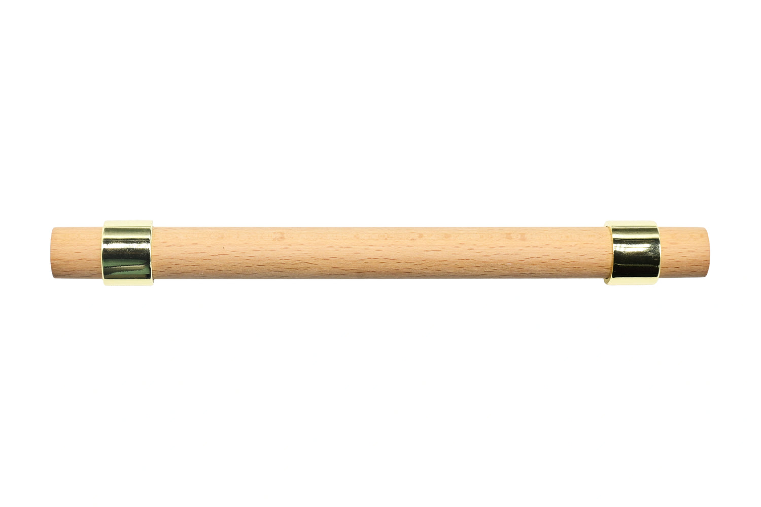 Mantara Walden Handle W-0035 is a modern zinc alloy and beech wood handle in gold, ideal for kitchen and dresser drawers.
