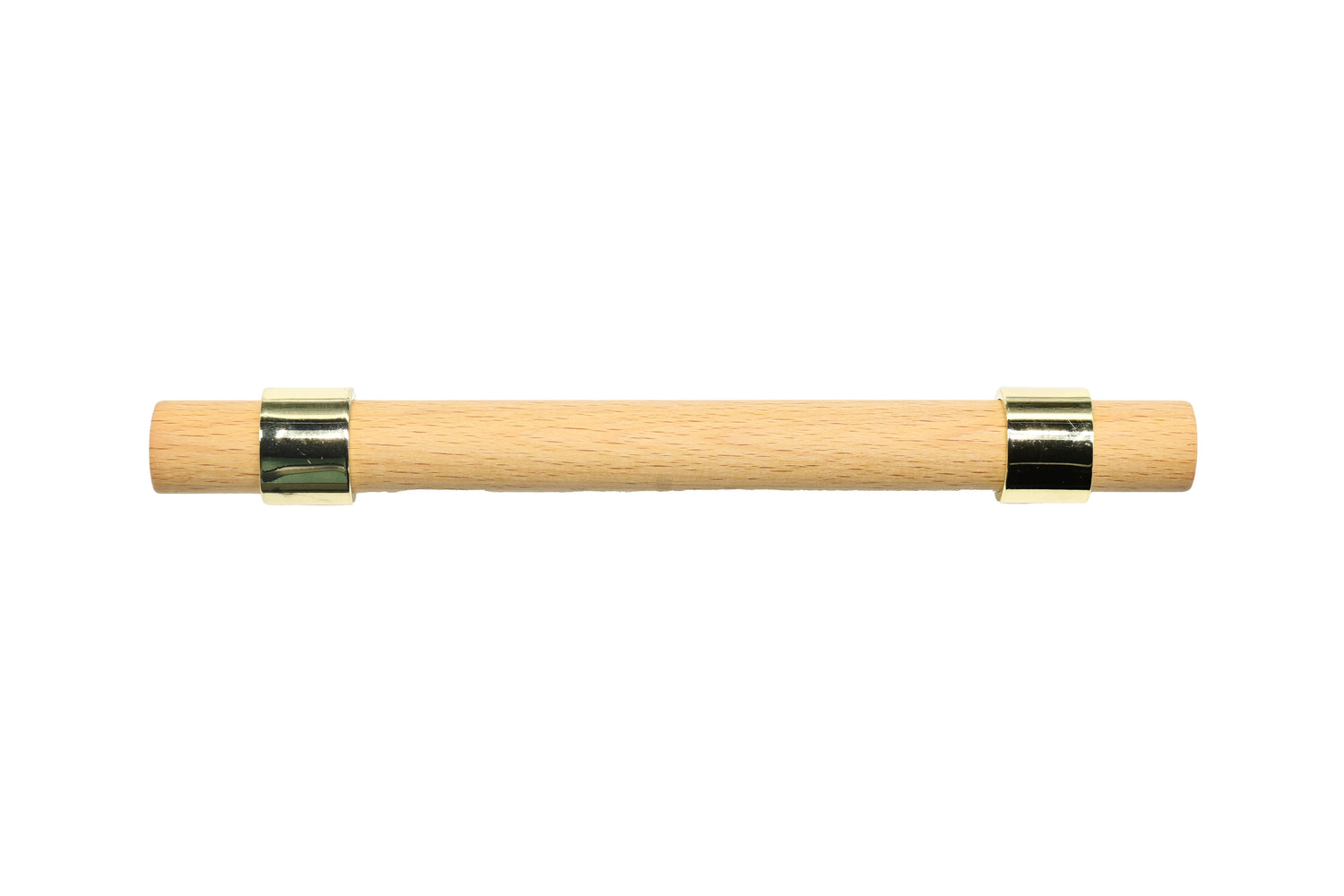 Mantara Walden Handle W-0035 is a modern zinc alloy and beech wood handle in gold, ideal for kitchen and dresser drawers.