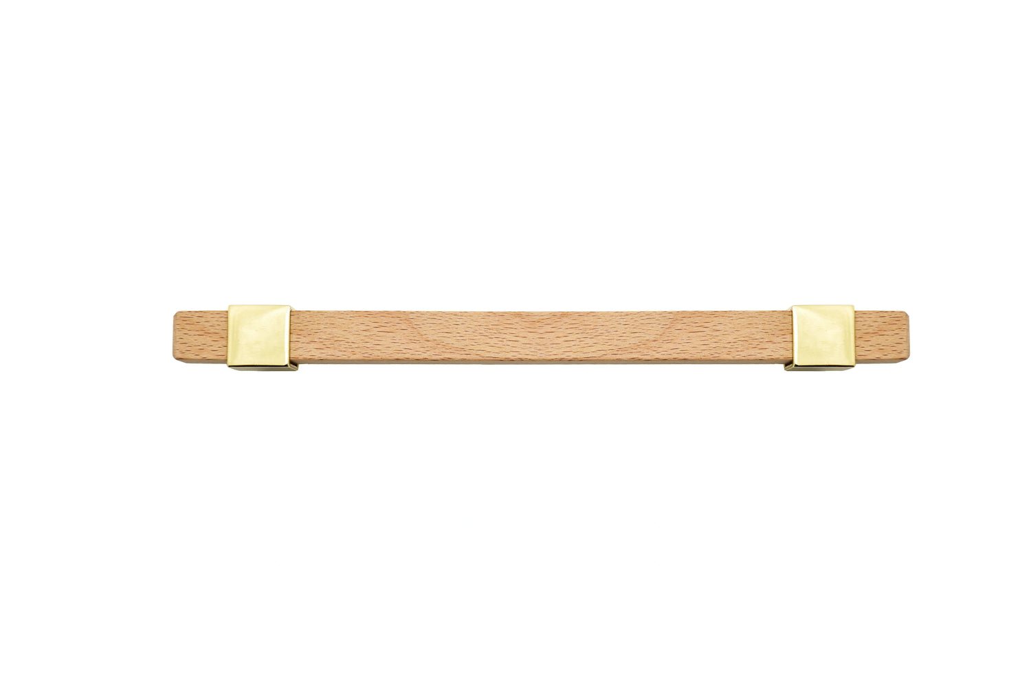 Mantara Lorien Handle W-0028 is a modern zinc and beech wood handle in Gold ideal for kitchen and dresser drawers.