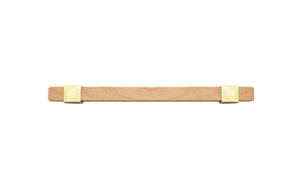 Mantara Lorien Handle W-0028 is a modern zinc and beech wood handle in Gold ideal for kitchen and dresser drawers.
