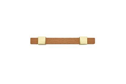 Mantara Lorien Handle W-0028 is a modern zinc and beech wood handle in Gold ideal for kitchen and dresser drawers.