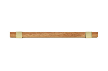 Mantara Lorien Handle W-0028 is a modern zinc and beech wood handle in Gold ideal for kitchen and dresser drawers.