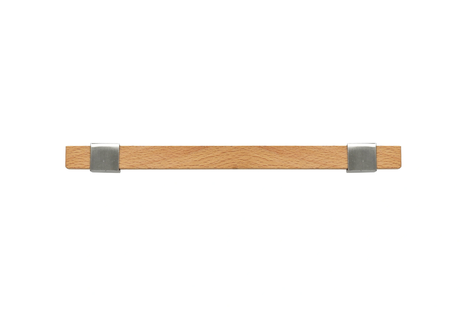 Mantara Lorien Handle W-0028 is a modern zinc and beech wood handle in silver ideal for kitchen and dresser drawers.
