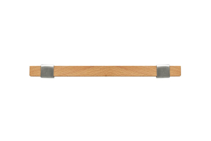 Mantara Lorien Handle W-0028 is a modern zinc and beech wood handle in silver ideal for kitchen and dresser drawers.