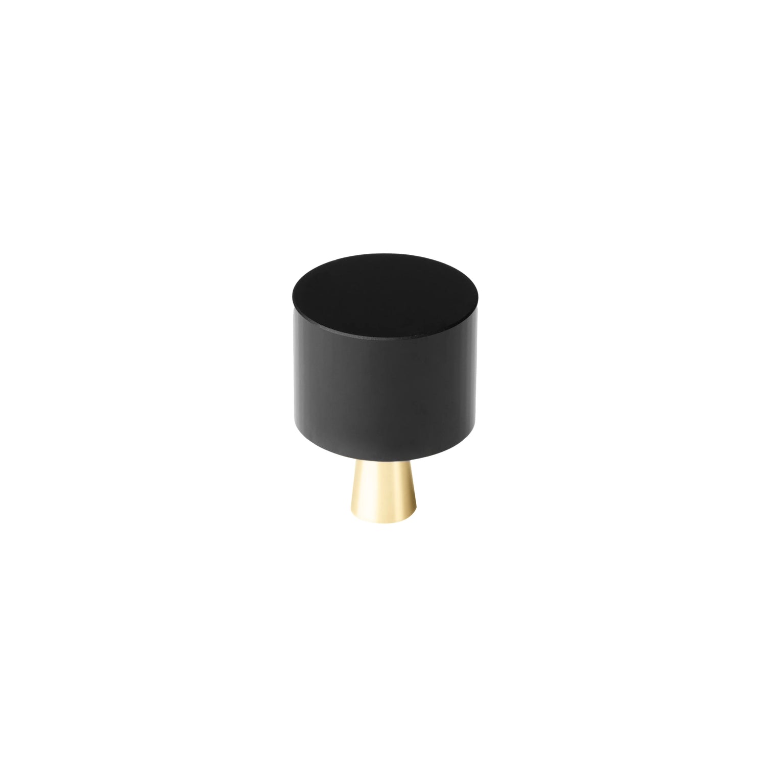 Cabinet knob, crystal and brass, black &amp; polished finish, Mantara Abyss A-0003.