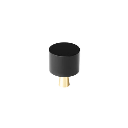 Cabinet knob, crystal and brass, black &amp; polished finish, Mantara Abyss A-0003.