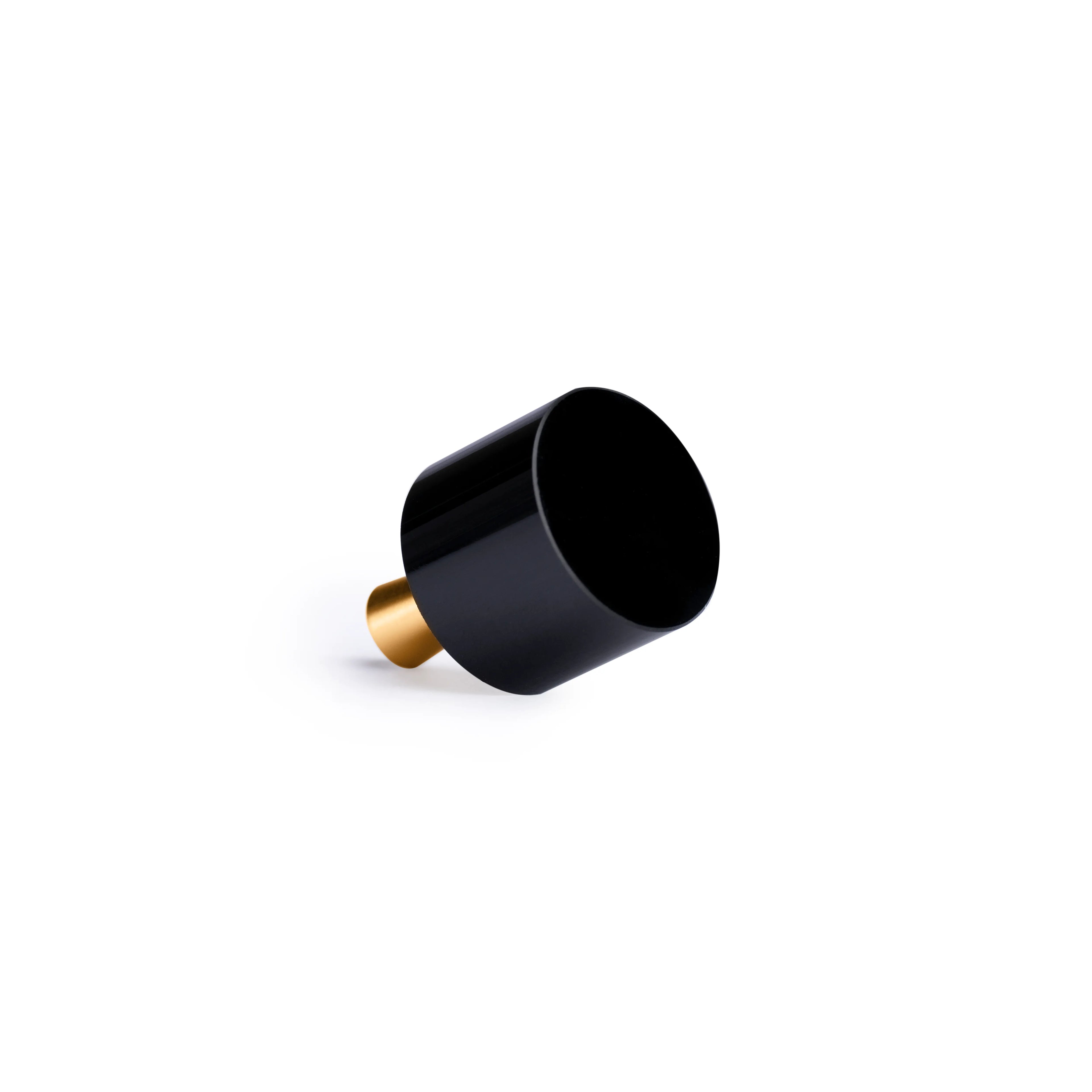 Cabinet knob, crystal and brass, black &amp; polished finish, Mantara Abyss A-0003.