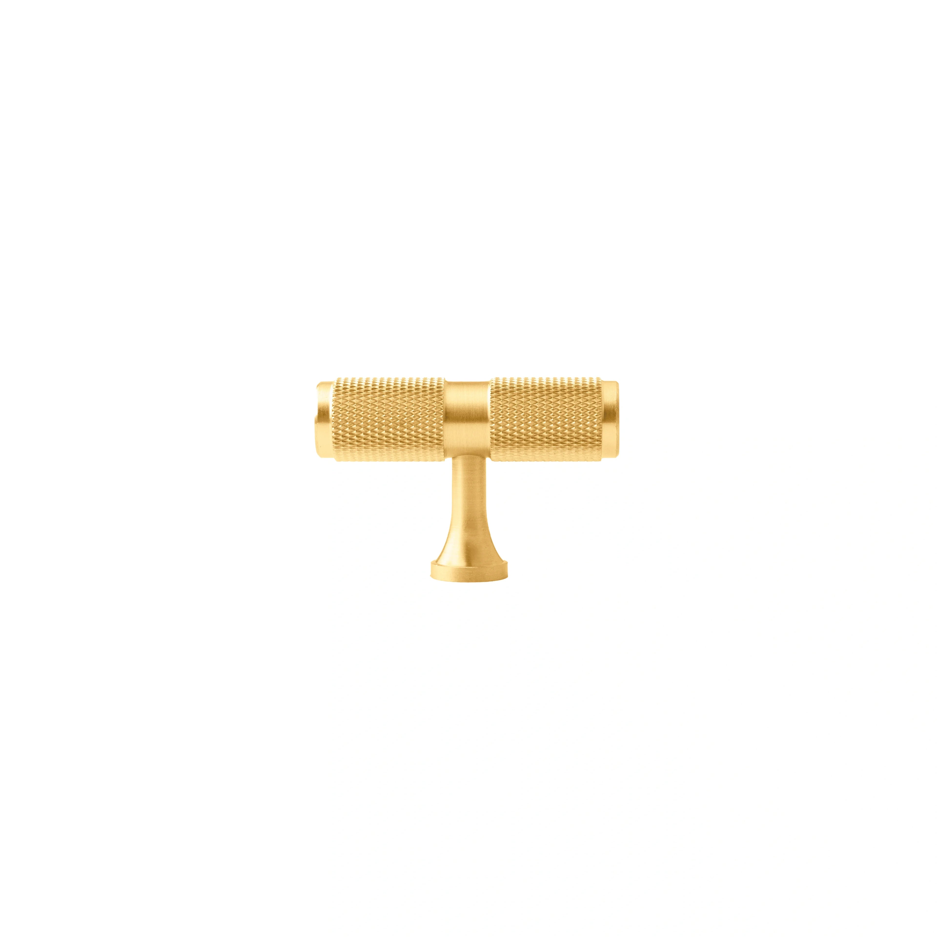 Mantara Pisa Knob B-0060 is a modern brushed brass handle in gold, ideal for wardrobes, cabinets, and main doors.