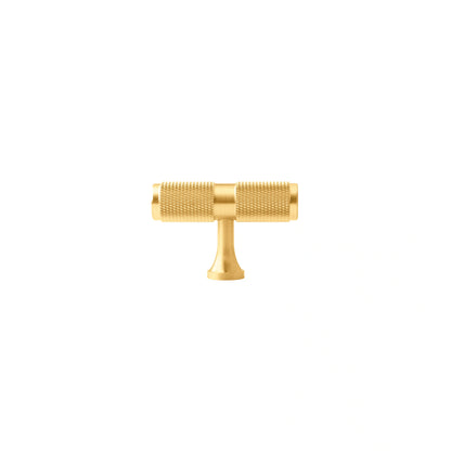 Mantara Pisa Knob B-0060 is a modern brushed brass handle in gold, ideal for wardrobes, cabinets, and main doors.