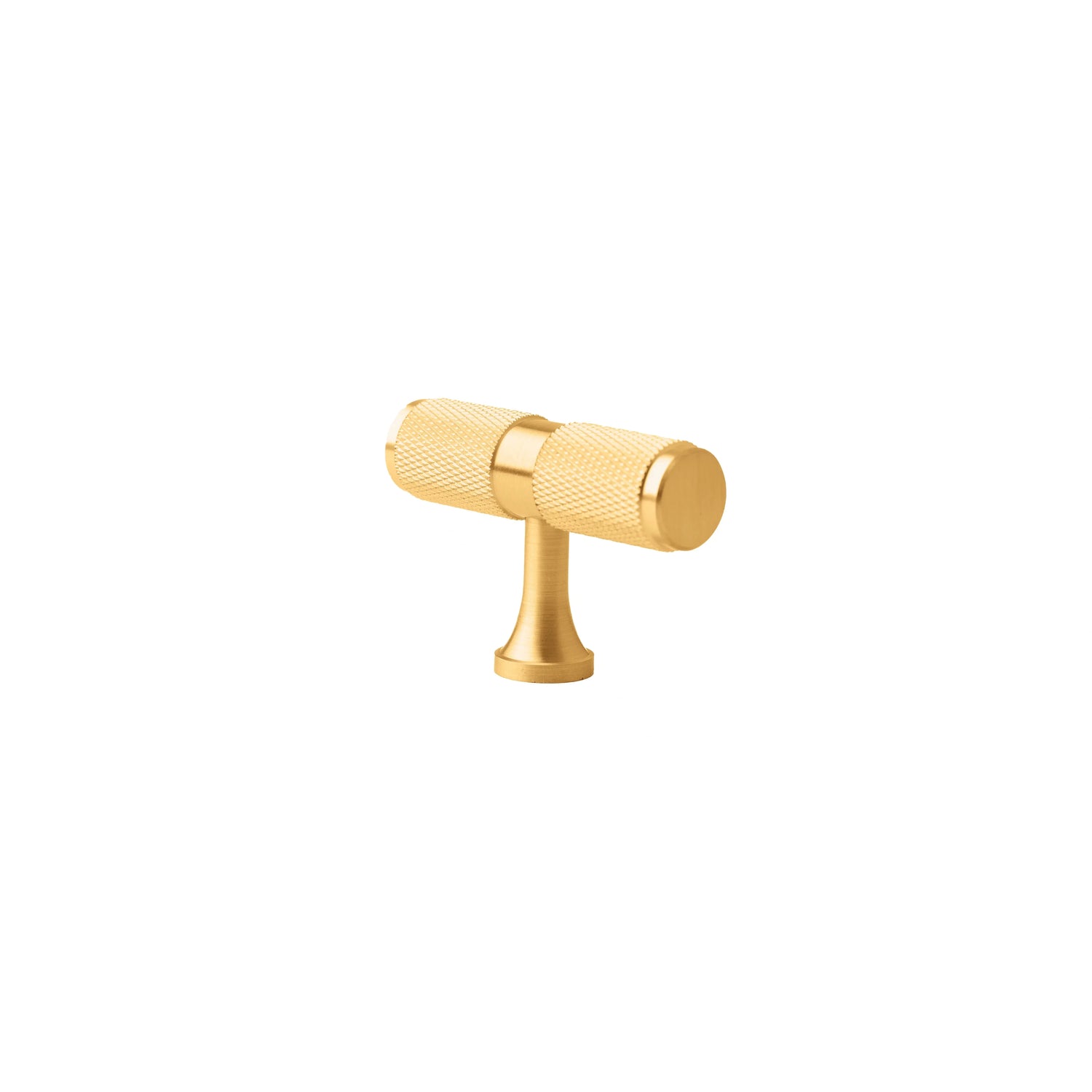 Mantara Pisa Knob B-0060 is a modern brushed brass handle in gold, ideal for wardrobes, cabinets, and main doors.