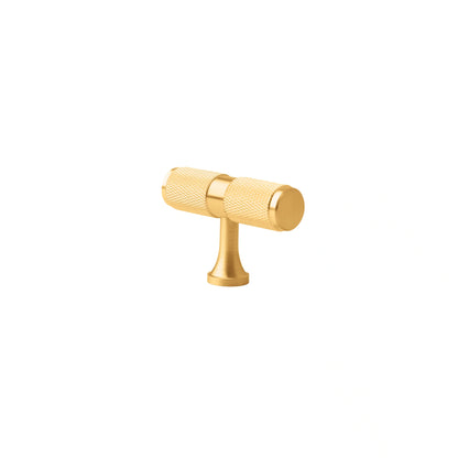 Mantara Pisa Knob B-0060 is a modern brushed brass handle in gold, ideal for wardrobes, cabinets, and main doors.