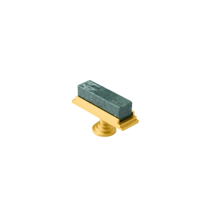 The Mantara M-0010 Fuji Handle is a modern marble and brass handle in green, ideal for kitchens, cabinets, and bathrooms.