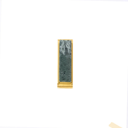 The Mantara M-0010 Fuji Handle is a modern marble and brass handle in green, ideal for kitchens, cabinets, and bathrooms.