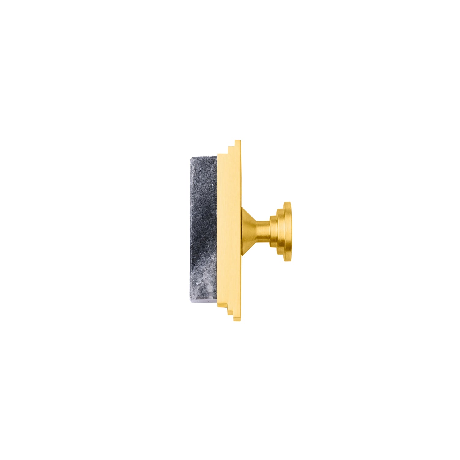 The Mantara M-0010 Fuji Handle is a modern marble and brass handle in grey, ideal for kitchens, cabinets, and bathrooms.