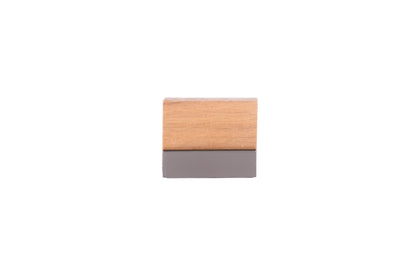 Mantara Amity Knob  W-0018 is a modern zinc alloy and walnut knob in brushed grey, ideal for kitchen and dresser drawers.