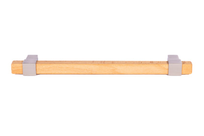 Mantara Lorien Handle W-0028 is a modern zinc and beech wood handle in silver ideal for kitchen and dresser drawers.