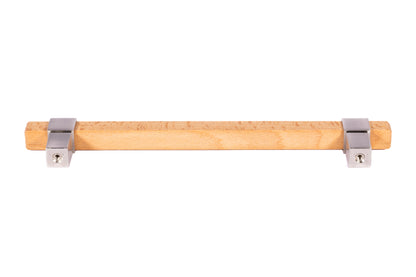 Mantara Lorien Handle W-0028 is a modern zinc and beech wood handle in silver ideal for kitchen and dresser drawers.