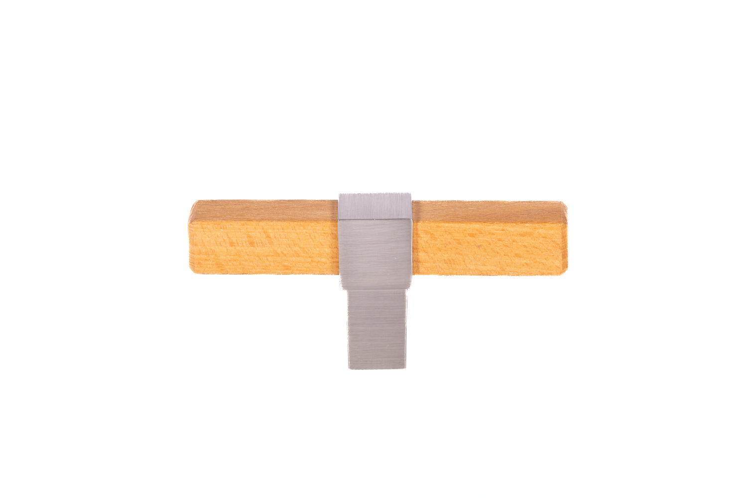 Mantara Lorien Handle W-0028 is a modern zinc and beech wood Tbar in Silver ideal for kitchen and dresser drawers.