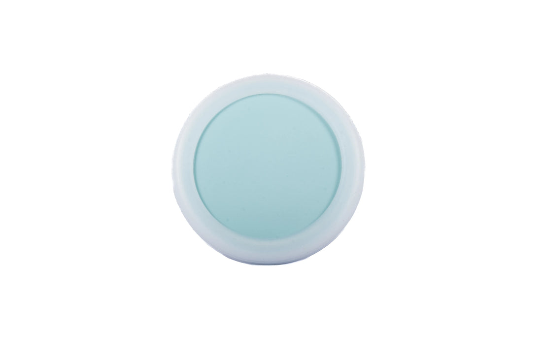 Mallow Knob S-0001 in blue silicone, brushed finish, 51mm size, for drawers by Mantara.