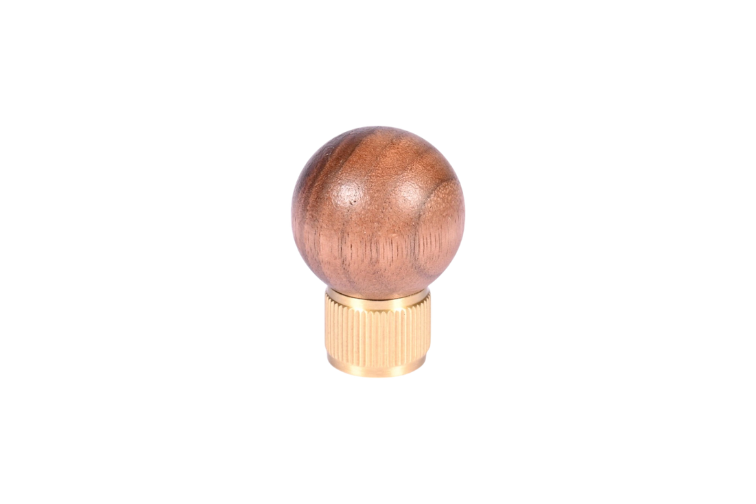 Mantara Mahara Knob W-0055 is a modern walnut wood knob with brushed finish, ideal for kitchen and dresser drawers.