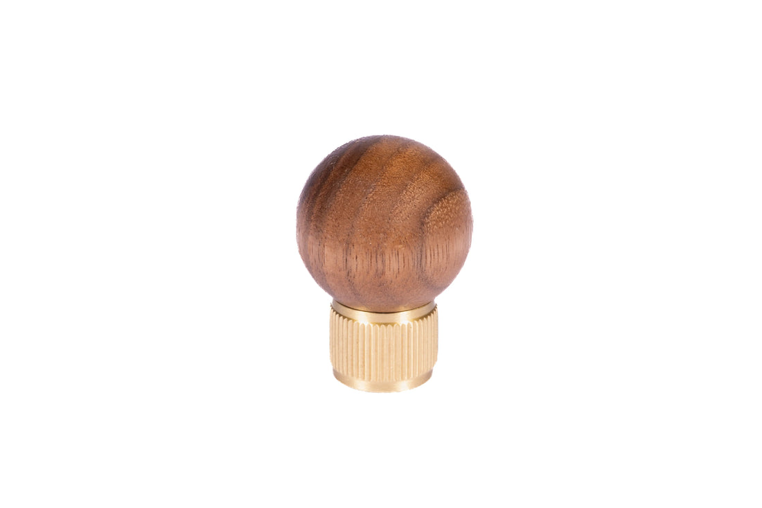 Mantara Mahara Knob W-0055 is a modern walnut wood knob with brushed finish, ideal for kitchen and dresser drawers.