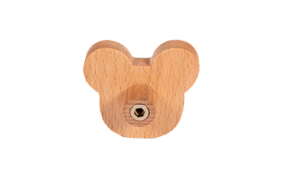 Mantara Mouse Knob  W-0024 is a modern beige wooden knob/hook in brushed finish, ideal for kids’ rooms, drawers, and cabinets