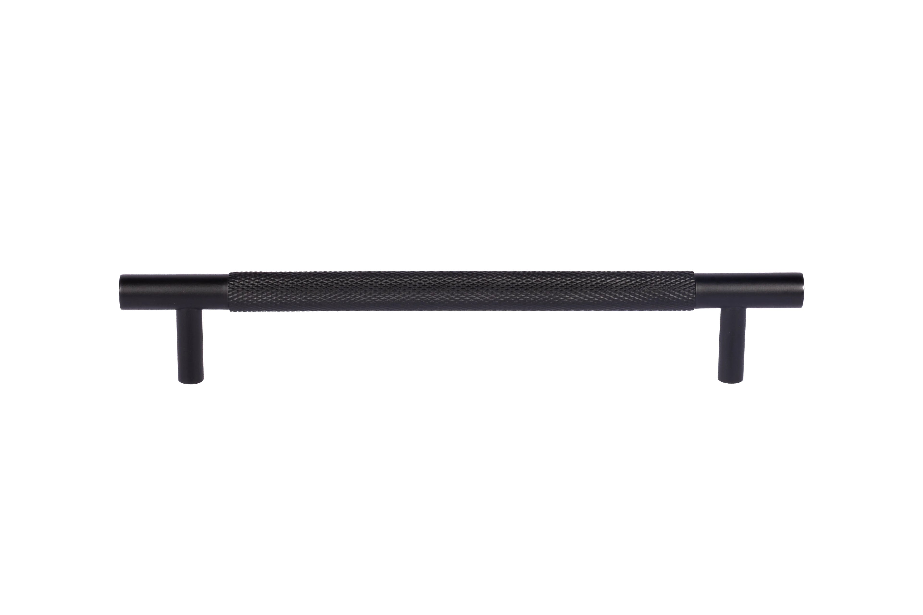 Mantara Enigma Handle B-0061 is a modern brushed brass handle in black, ideal for cupboards and drawers.