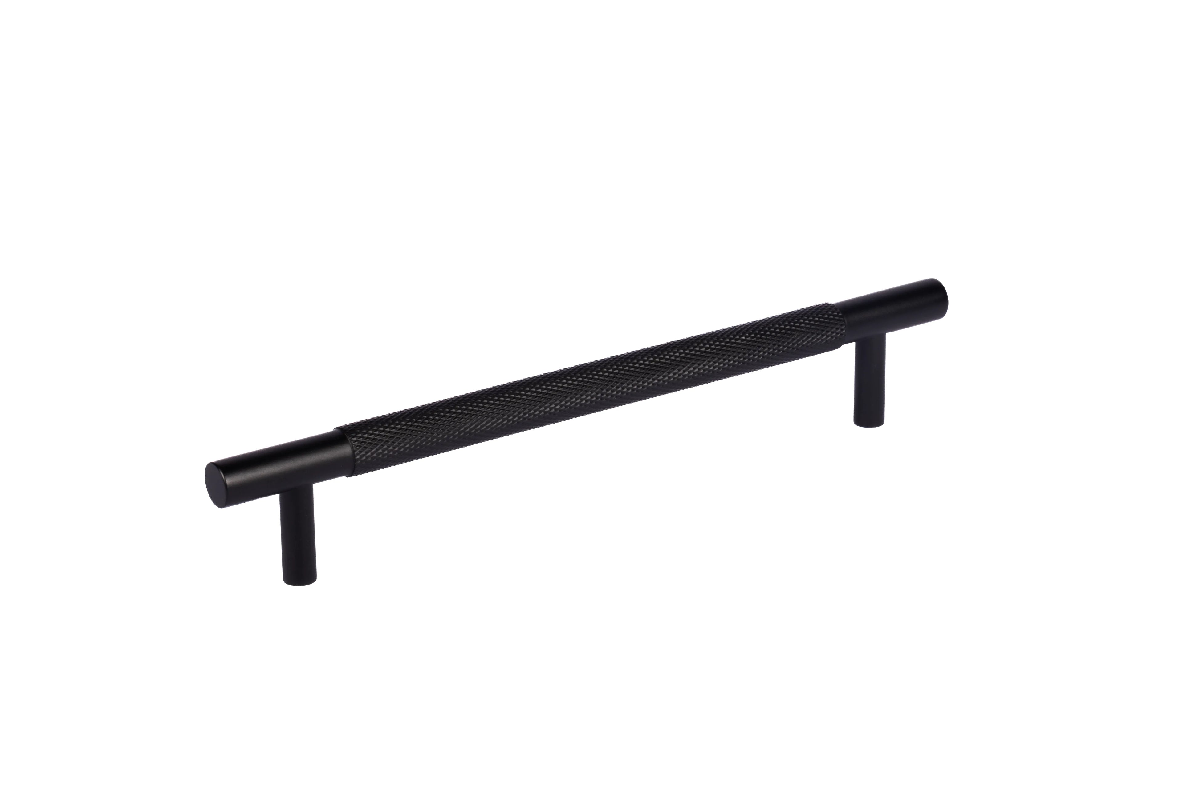 Mantara Enigma Handle B-0061 is a modern brushed brass handle in black, ideal for cupboards and drawers.