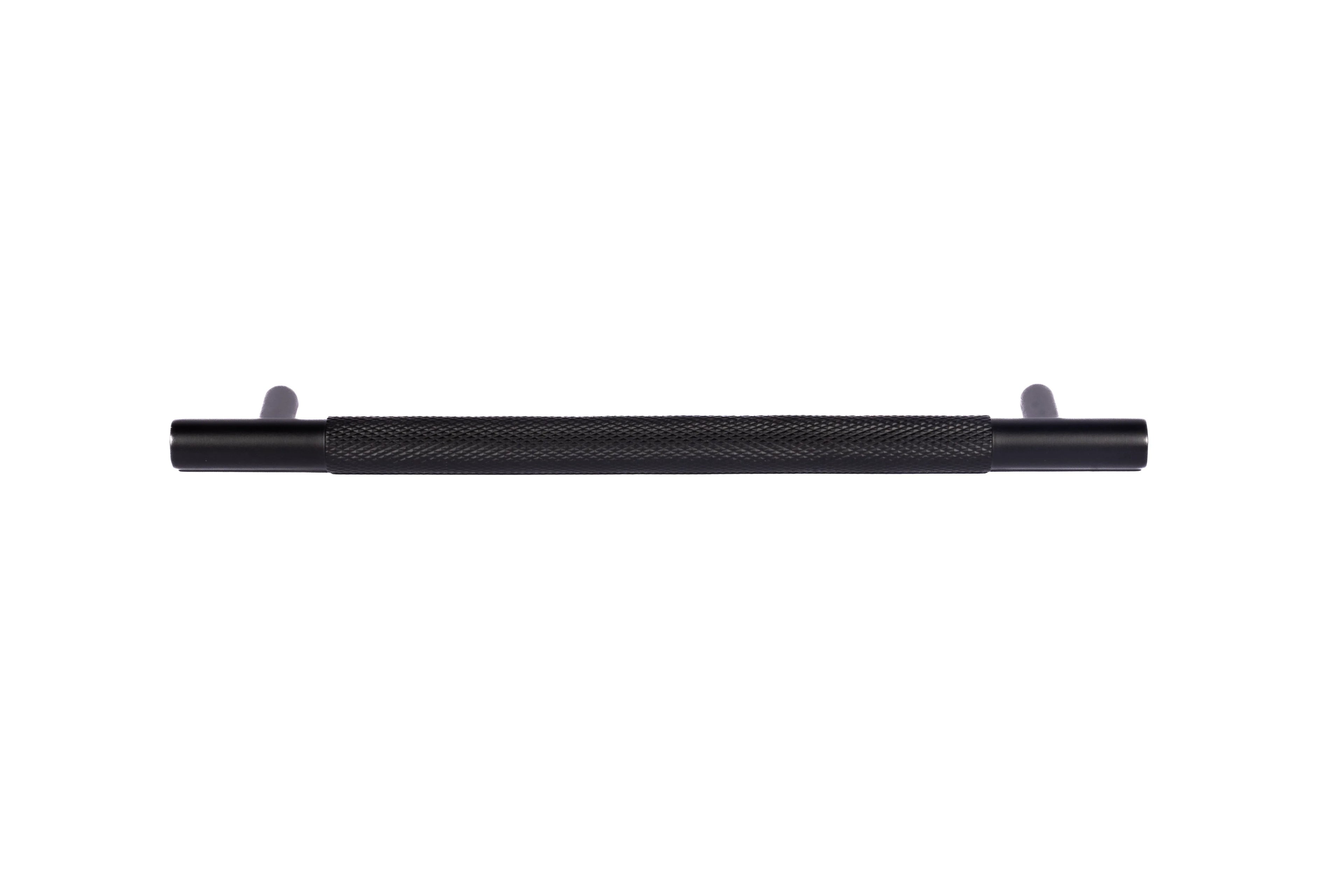 Mantara Enigma Handle B-0061 is a modern brushed brass handle in black, ideal for cupboards and drawers.