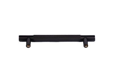 Mantara Enigma Handle B-0061 is a modern brushed brass handle in black, ideal for cupboards and drawers.