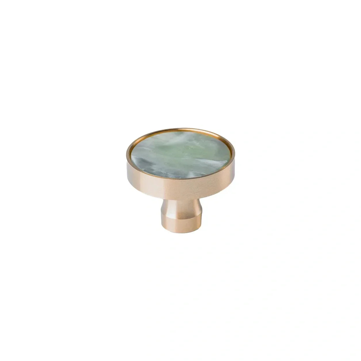 Galaxy round cabinet knob A-0005, dark green acrylic &amp; brushed brass, dia30mm, for doors &amp; drawers by Mantara