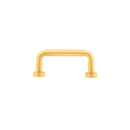 The Gleam Handle by Mantara B-0106 is a brushed brass handle in gold, ideal for furniture, wardrobes, and kitchens.