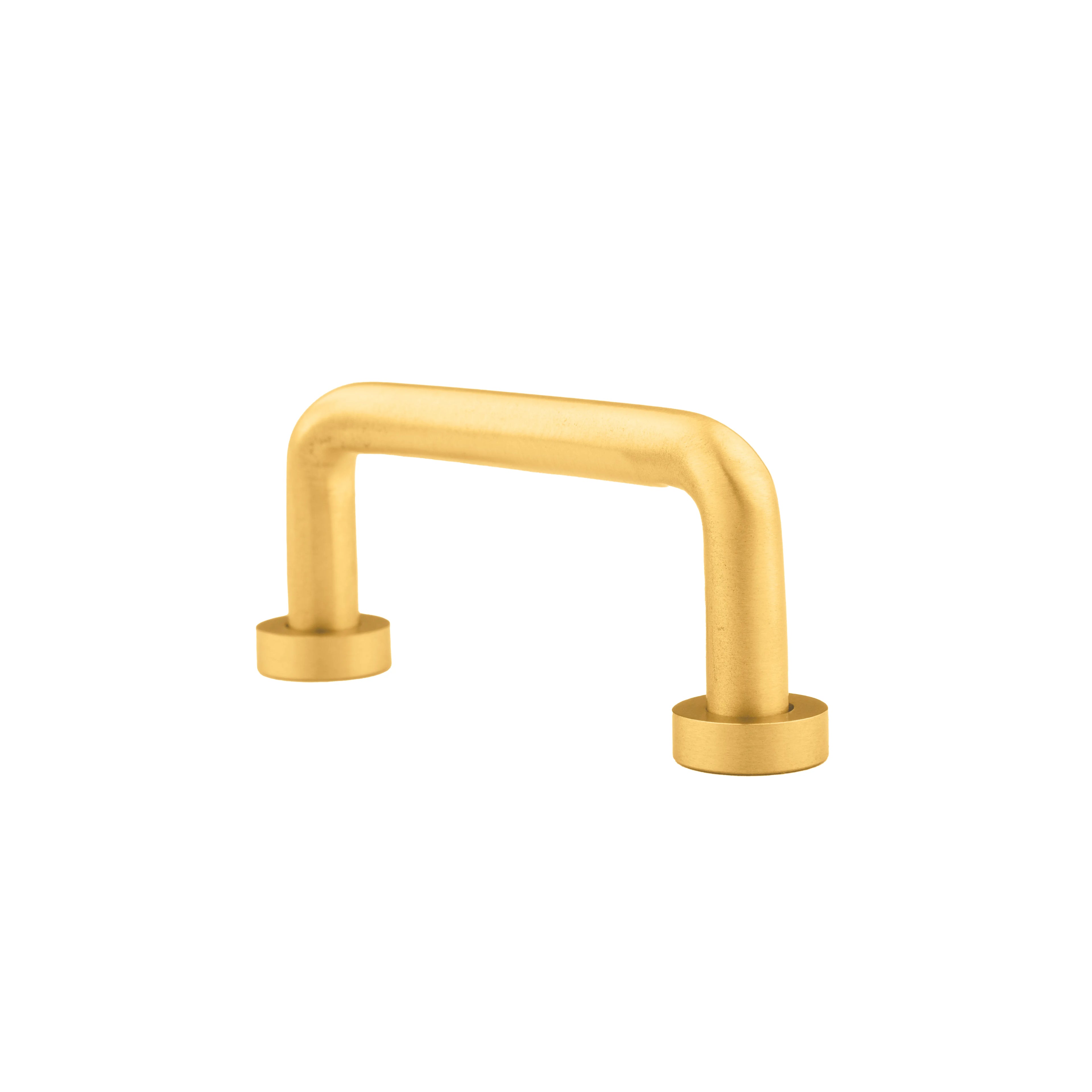 The Gleam Handle by Mantara B-0106 is a brushed brass handle in gold, ideal for furniture, wardrobes, and kitchens.
