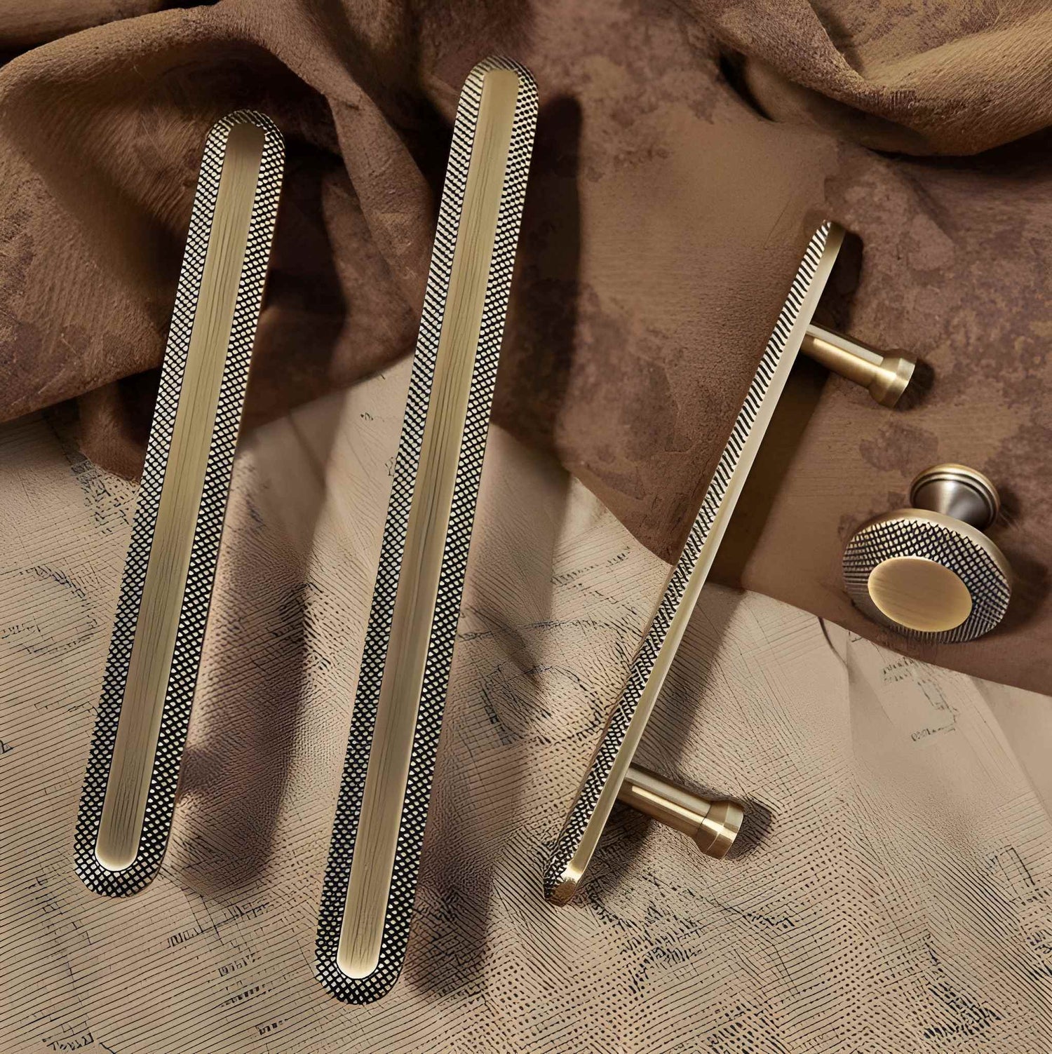 Narel Knob and Handle B-0146 brass cabinet knob &amp; handle, bronze brushed finish, sizes 32mm 150mm 180mm, suitable for kitchen drawers &amp; wardrobe units by Mantara