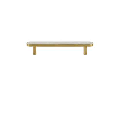 Regal pearl handle B-0005 decorative shell and brass knob with handle, white finish, sizes 27mm 32mm 37mm 130mm 162mm 254mm, for cabinets &amp; drawers by Mantara