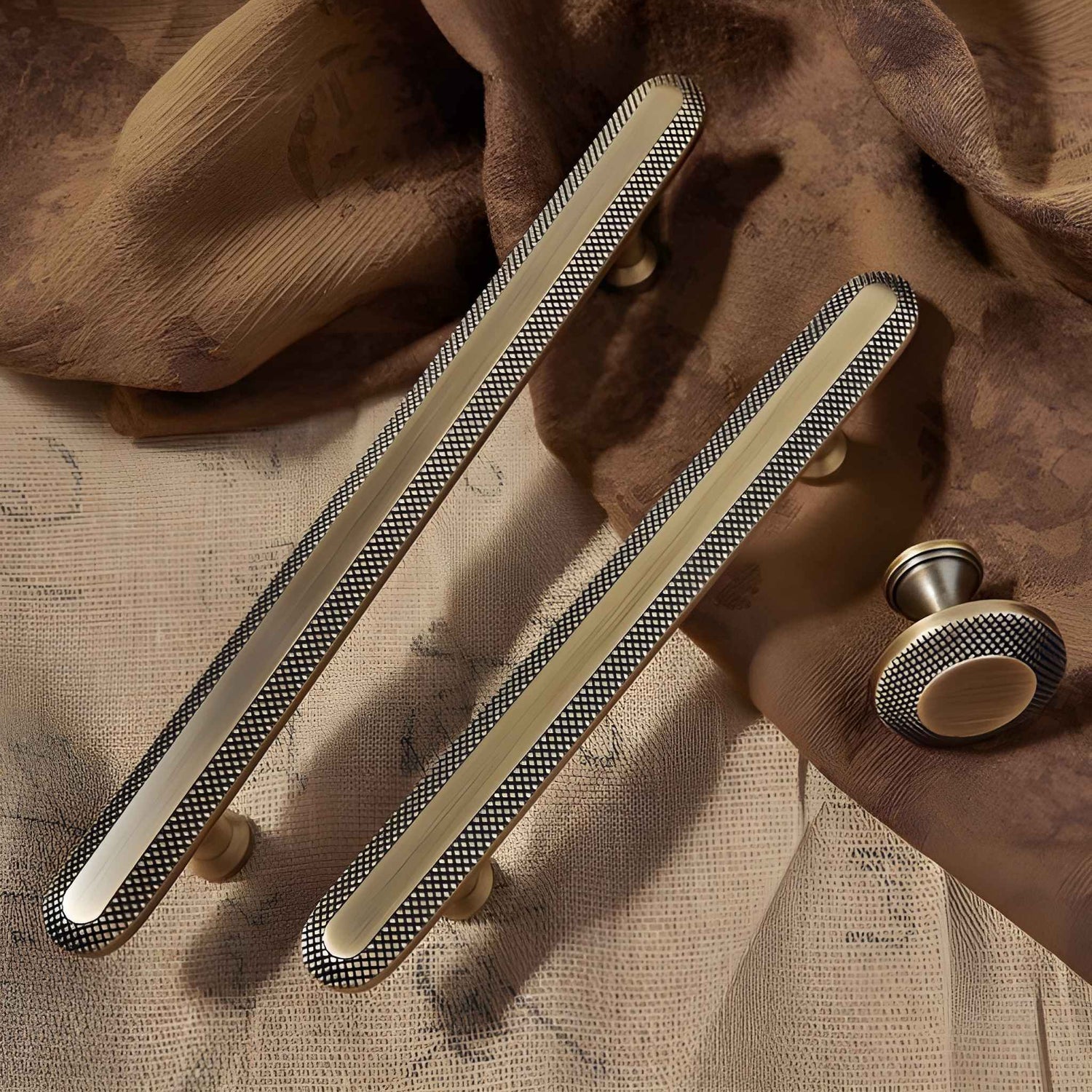 Narel Knob and Handle B-0146 brass cabinet knob &amp; handle, bronze brushed finish, sizes 32mm 150mm 180mm, suitable for kitchen drawers &amp; wardrobe units by Mantara