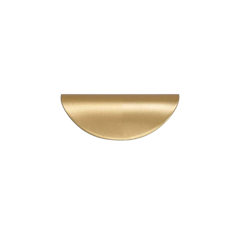 Mantara Veren Pull Handle SKU B-0161 is a modern brass handle in a brushed finish, ideal for kitchen drawers, dresser drawers, wardrobes, cabinets, and cupboards.