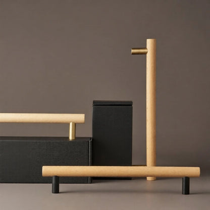 Mantara Modern Pull Handle  W-0058 is a polished wood handle in gold, black, bronze for drawers and cabinets.