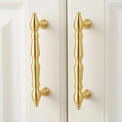 Door handle solid brass antique gold finish by Mantara, model temple handle B-0123, gold handle for pooja doors.