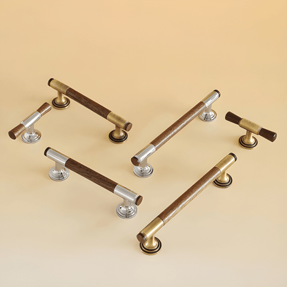 Rovan B-0163 solid brass T bar cabinet pull handle, bronze walnut &amp; silver walnut finish, sizes 68mm 130mm 160mm, for kitchen drawers &amp; wardrobes by Mantara